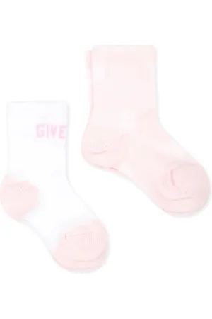Givenchy Pink Socks Set For Baby Girl With Logo