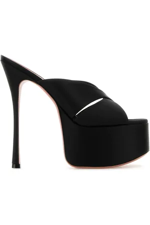 Amina Muaddi Black Satin Salma Mules