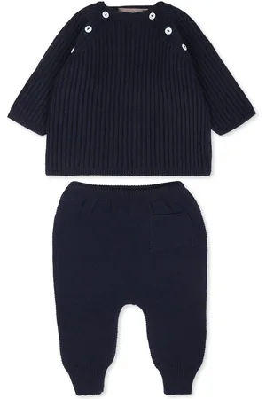 LITTLE BEAR Navy Knit Suit For Baby Boy