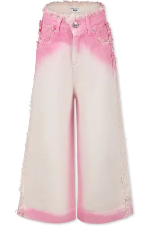 Msgm Pink Jeans For Girl With Logo