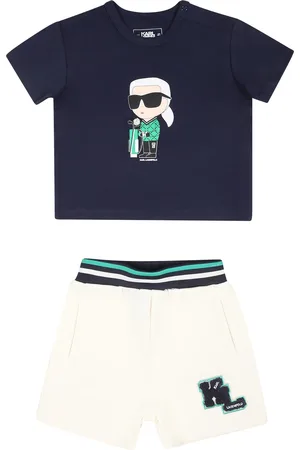 Karl Lagerfeld Blue Suit For Baby Boy With Karl Print And Logo