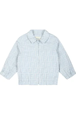 Fendi Light Blue Jacket For Baby Boy With Double F