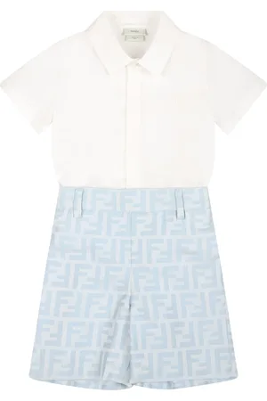 Fendi Light Blue Suit For Baby Boy With Double F
