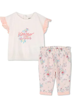 Kenzo Set For Baby Girl With Logo And Flowers