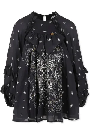 Pinko Balck Dress For Girl With Paisley Print