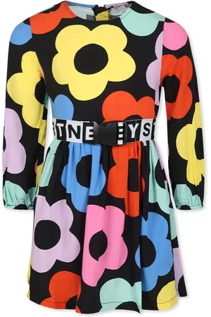 Stella McCartney Black Dress For Girl With Flowers Print
