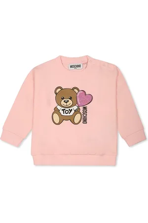 Moschino Fuchsia Sweatshirt For Baby Girl With Teddy Bear