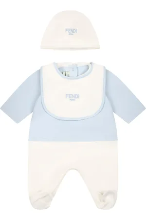 Fendi Light Blue Set For Baby Girl With Logo