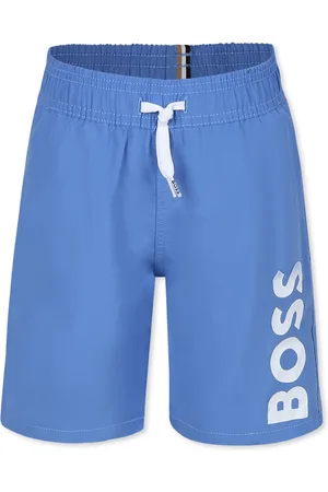 HUGO BOSS Light Blue Swim Shorts For Boy With Logo