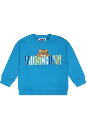 Moschino Light Blue Sweatshirt For Baby Boy With Teddy Bear
