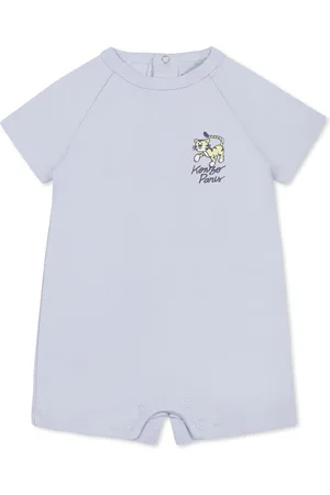 Kenzo Light Blue Romper For Baby Boy With Tiger