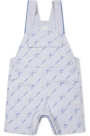 HUGO BOSS Light Blue Dungarees For Baby Boy With Logo Ad Panda
