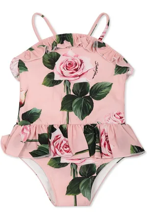 Dolce & Gabbana Swimsuit For Baby Girl With Rose Print
