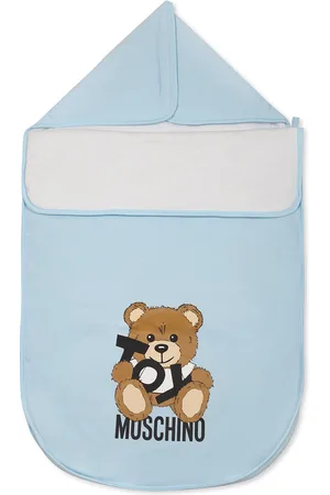 Moschino Light Blue Sleeping Bag For Baby Boy With Teddy Bear