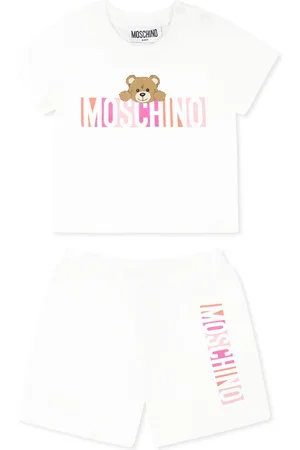 Moschino White Suit For Baby Girl With Teddy Bear