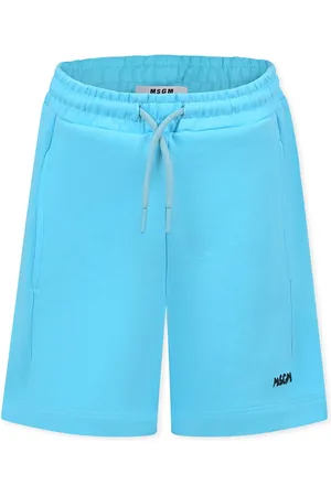 Msgm Light Blue Shorts For Kids With Logo
