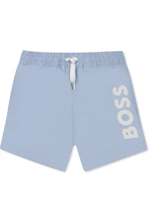 HUGO BOSS Light Blue Swim Shorts For Baby Boy With Logo