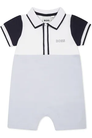HUGO BOSS Light Blue Romper For Baby Boy With Logo
