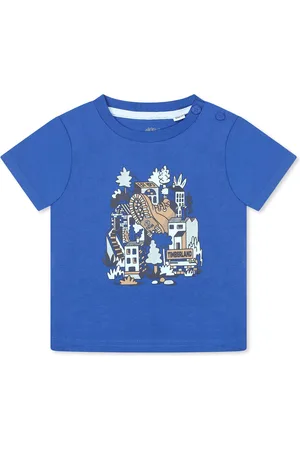 Timberland Light Blue T-shirt For Baby Boy With Logo And Shoe Print