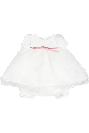LA STUPENDERIA Vestito Bianco Per Neonata Con Fiocco