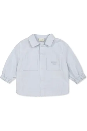 Fendi Light Blue Jacket For Baby Boy With Ff