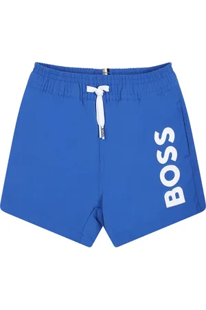 HUGO BOSS Light Blue Swim Shorts For Baby Boy With Logo