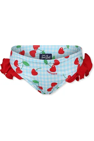 MC2 SAINT BARTH Light Blue Swim Briefs For Girl With Cherries