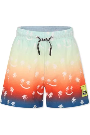 Molo Light Blue Swim Shorts For Boy With Smiley