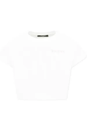 Balmain Crop T-shirt For Girl With Logo