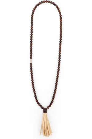 Dsquared2 Summer Lovers Necklace With Wood Beads And Rafia Tassel