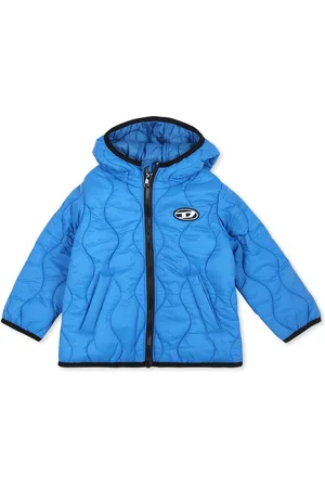 Diesel Light Blue Down Jacket For Baby Boy With Logo
