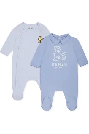 Kenzo Light Blue Babygrow Set For Baby Boy With Kotora Tiger