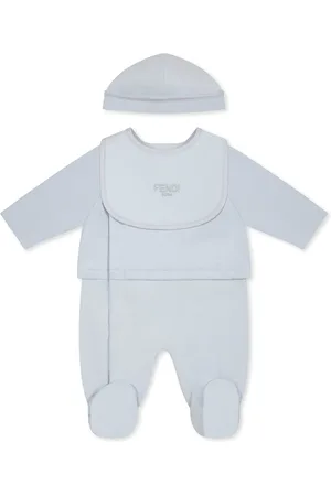 Fendi Light Blue Babygrow Set For Baby Boy With Ff
