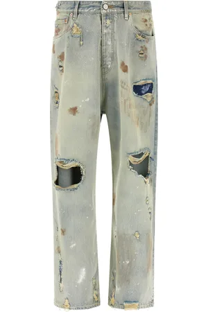 Vetements Blue Trashed Big Shape Jeans