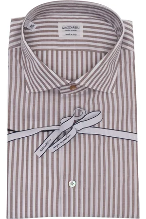 MAZZARELLI Slim Fit Striped Cotton Shirt In And White