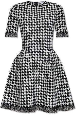 Alexander McQueen Houndstooth Frayed-edge Mini Dress