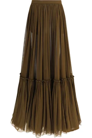 Saint Laurent Flounced Long Skirt