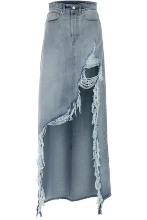 Vetements Destroyed Denim Maxi Skirt Skirt