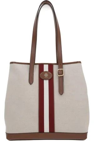 Bally Logo Patch Striped Top Handle Bag
