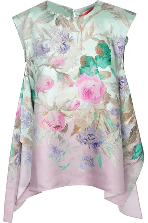 La DoubleJ Pink Floral Silk Top