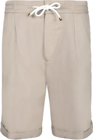 Brunello Cucinelli Taupe Cotton And Linen Bermuda Shorts