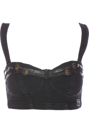 VERSACE Baroque Buckle Denim Top