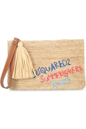 Dsquared2 Nude Raphia Logo Pouch Bag