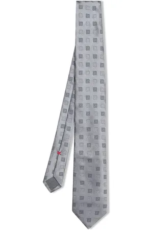 Brunello Cucinelli Silver Grey Silk Tie