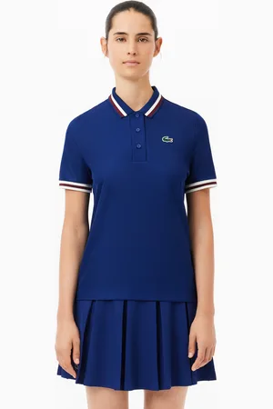 Lacoste Polo de tenis con cuello a rayas y protección UV para mujer