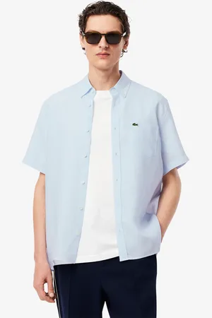 Lacoste Camisa de lino de manga corta para hombre