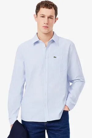 Lacoste Camisa Oxford de corte regular a rayas para hombre