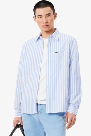 Lacoste Camisa Oxford de corte regular a rayas para hombre