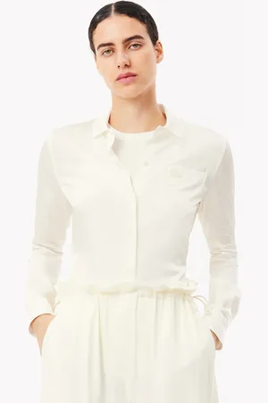 Lacoste Camisa fluida con cuello de canalé y corte slim