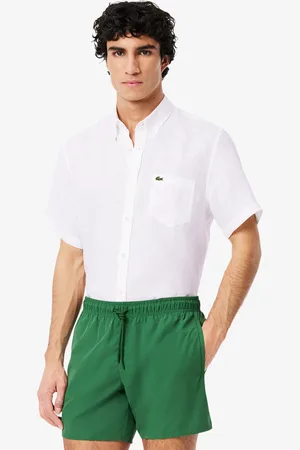 Lacoste Camisa de lino de manga corta para hombre